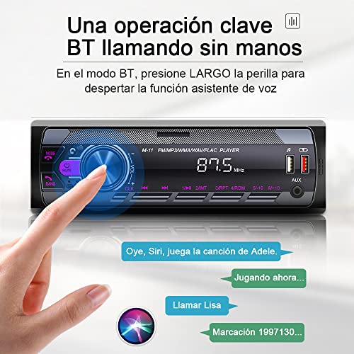 HIMICAR Autoestereo Reproductor Estereo para Automovil 7 Pulgadas MP3, Control por Voz, Dual USB Apoyar AUX / TF /Disco U /FM Bluetooth Estereos con Tarjeta, Llamada Bluetooth + Control Remoto FM